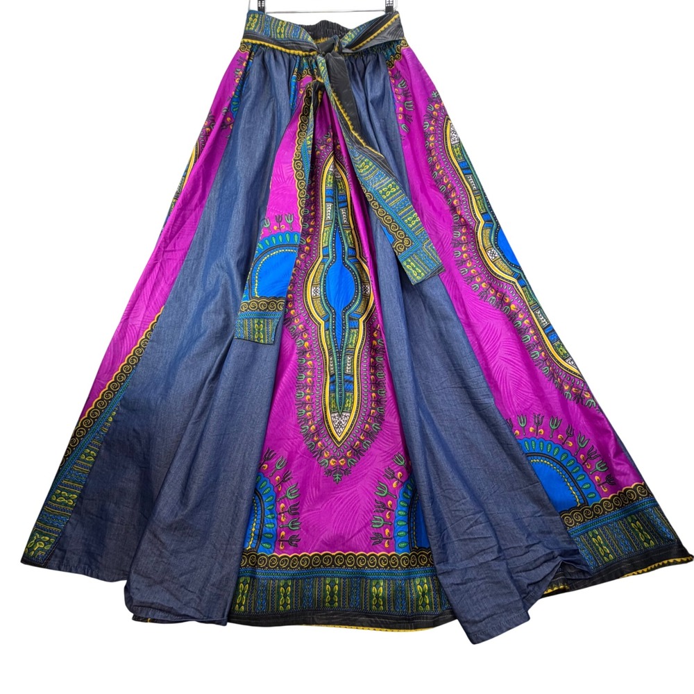 Advance Apparels Dashiki Maxi Skirt African Print Boho Festival Handmade India